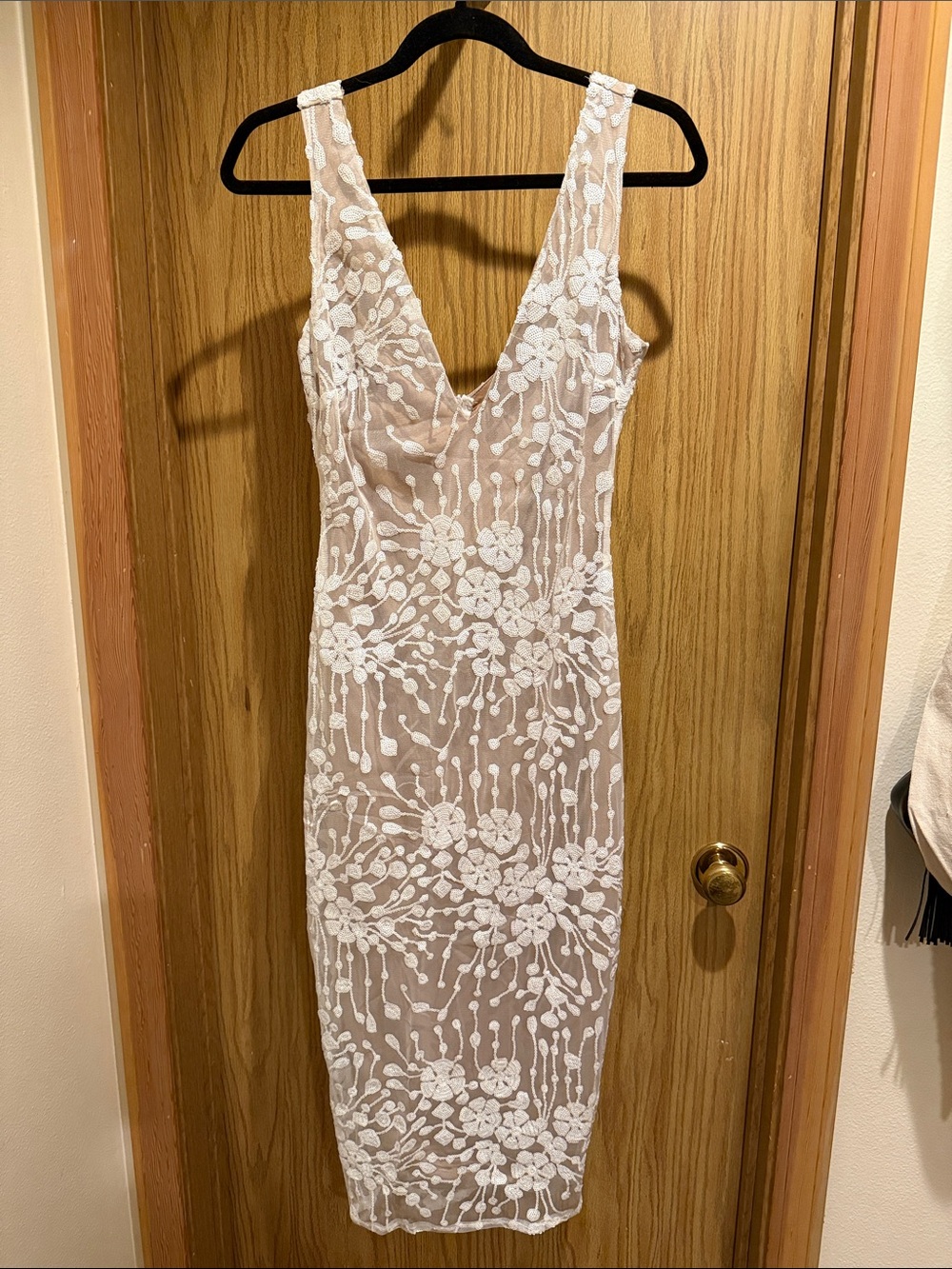 White Floral Lace V-Neck Dress